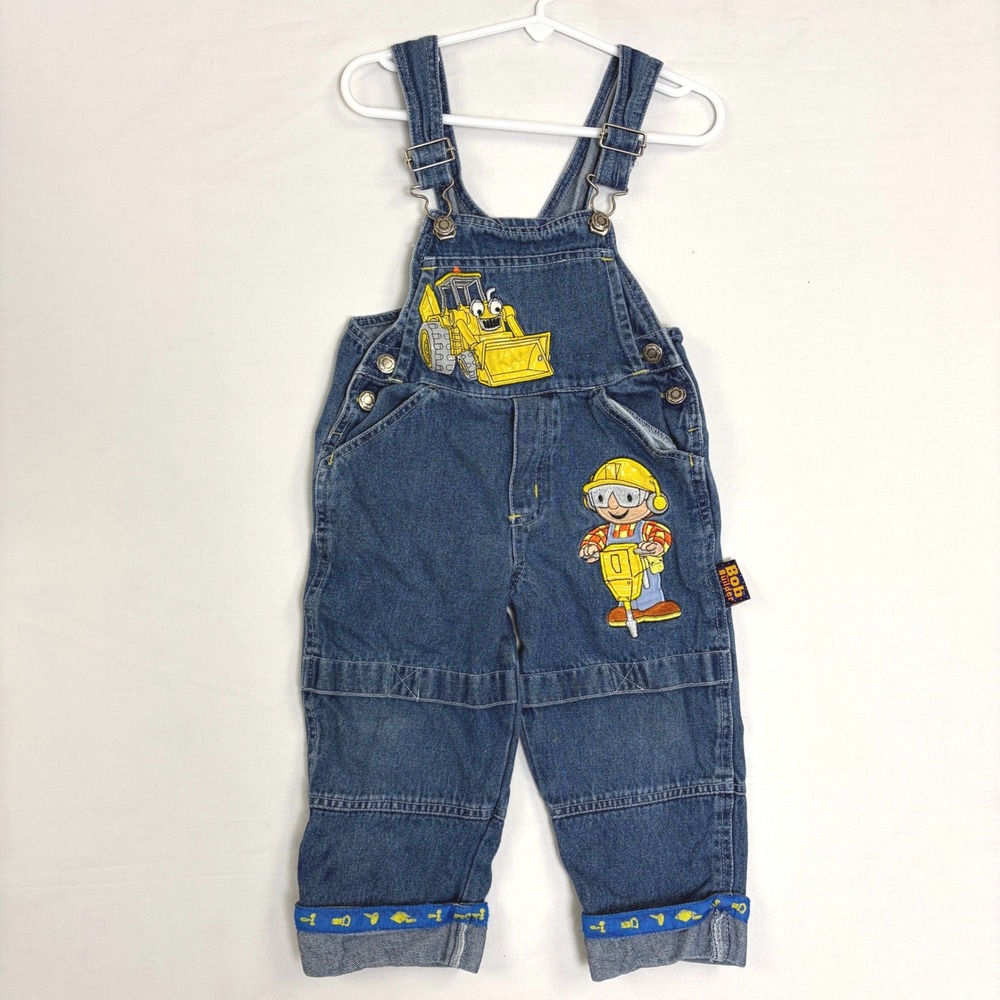 Bob the Builder Vintage Denim Overalls Kids 2T Blue Embroidered Scoop Digger